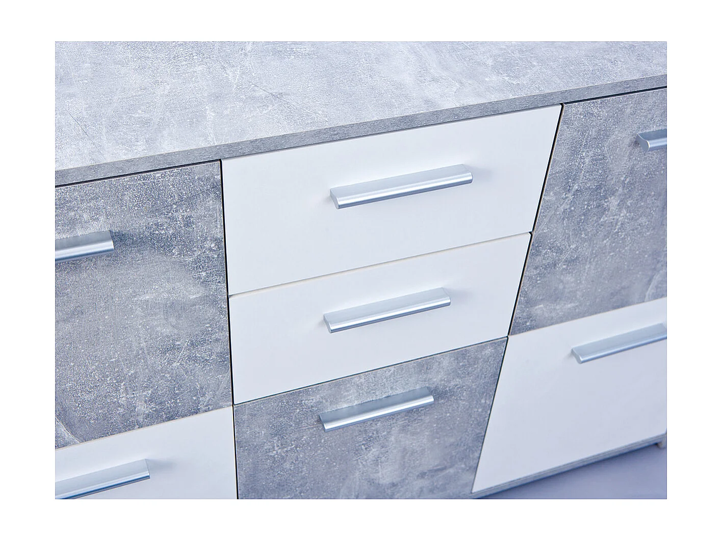 MARRY "BÉTON" - Meuble 5 Portes 2 Tiroirs