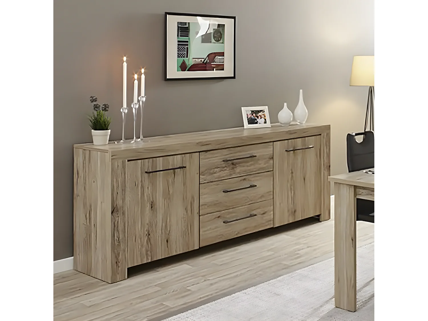 VIDSEL - Buffet 2 Portes 3 Tiroirs