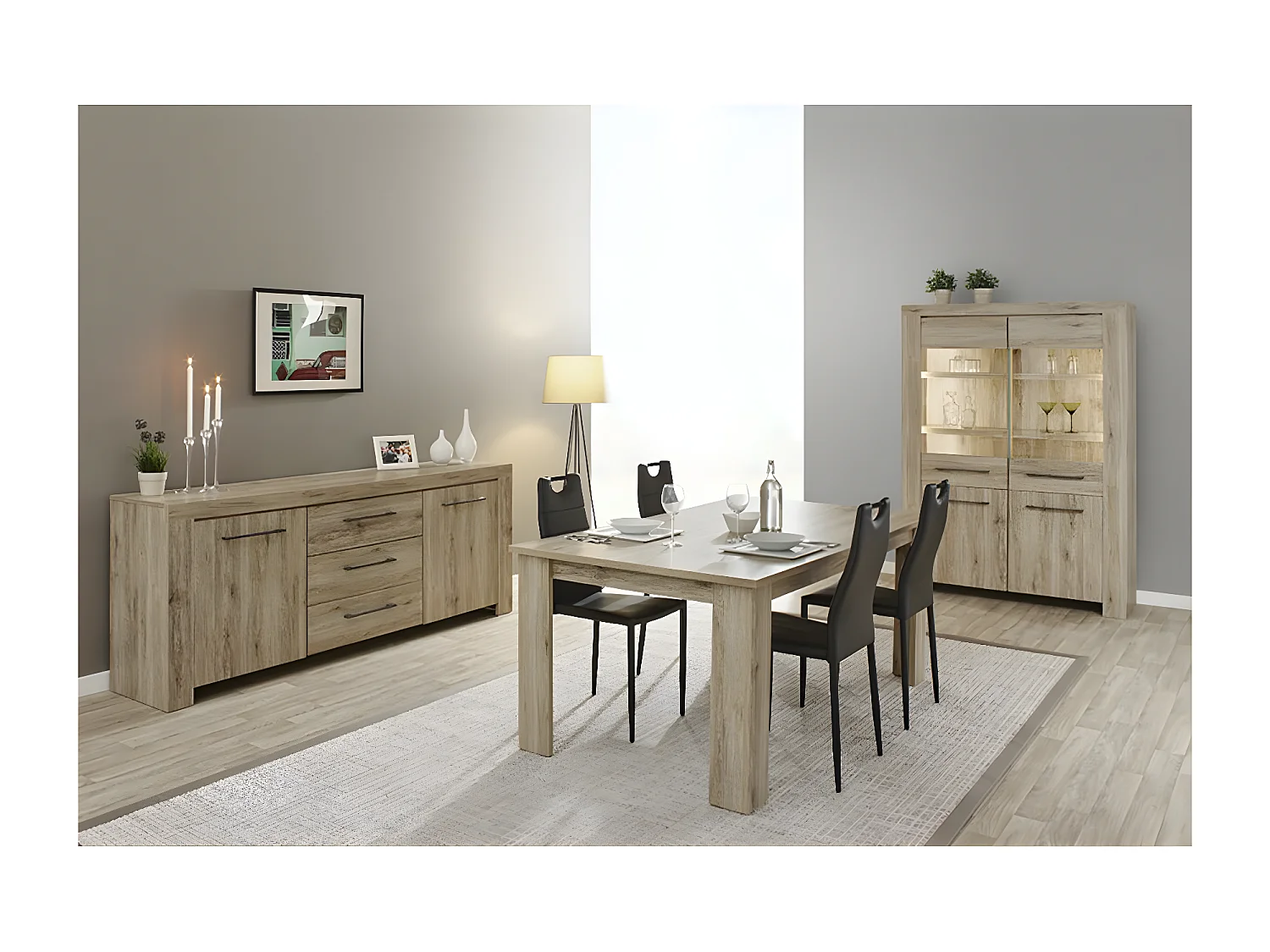 VIDSEL - Buffet 2 Portes 3 Tiroirs