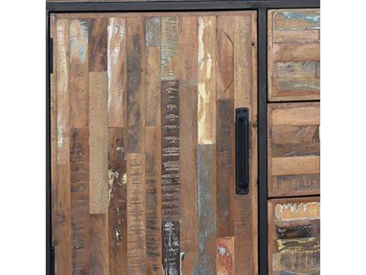 NESSA - Buffet 2 Portes 3 Tiroirs Manguier Massif Recyclé