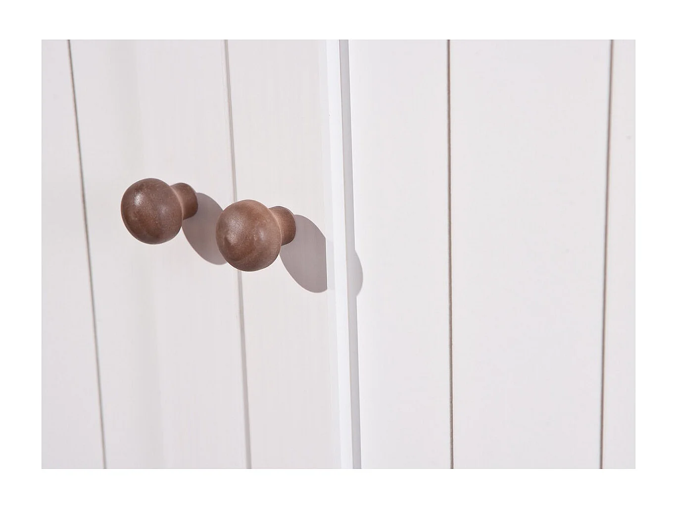 SOCOA - Buffet Vaisselier 5 Portes 3 Tiroirs Bois Massif Vernis Sepia et Blanc