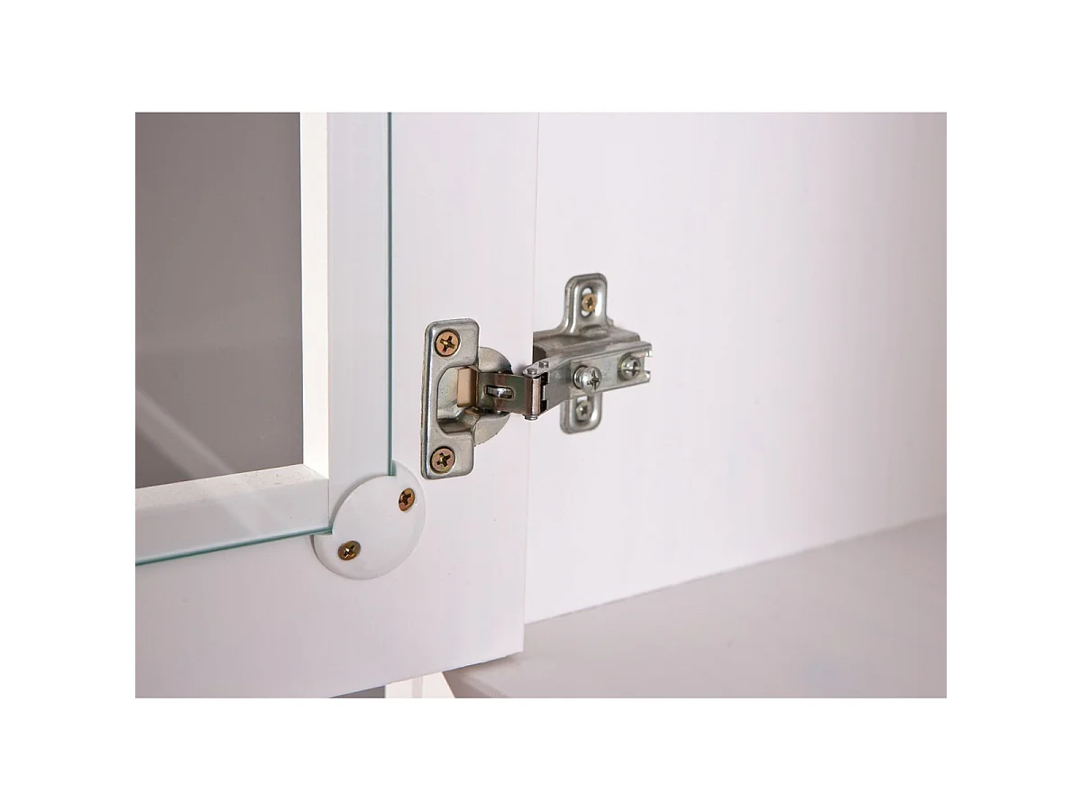 SOCOA - Buffet Vaisselier 5 Portes 3 Tiroirs Bois Massif Vernis Sepia et Blanc