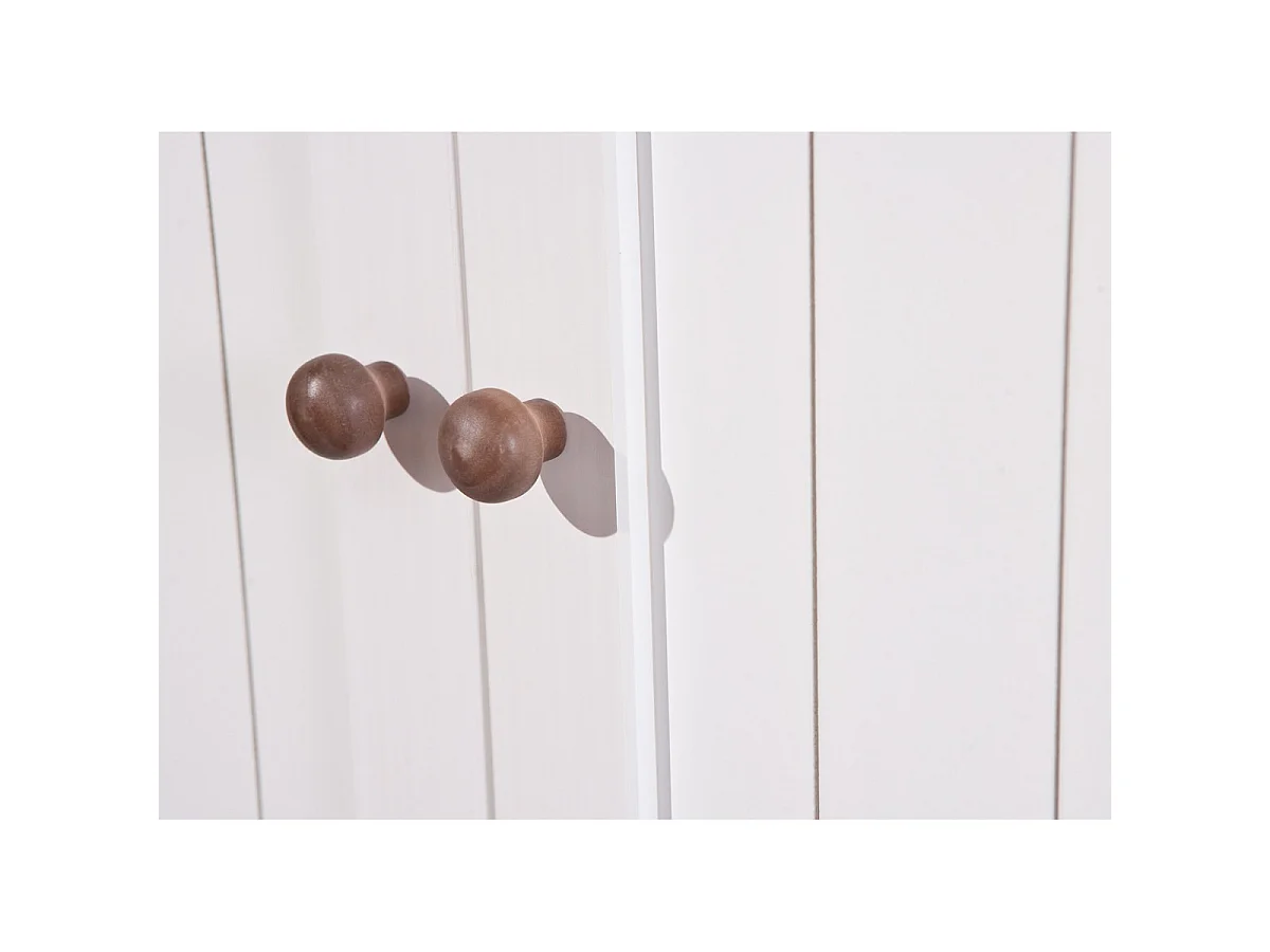 SOCOA - Buffet Vaisselier 5 Portes 3 Tiroirs Bois Massif Vernis Sepia et Blanc