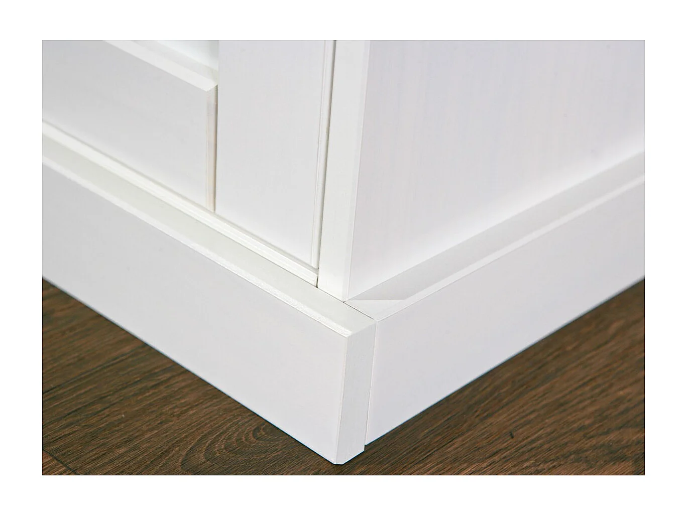 SOCOA - Buffet Vaisselier 4 Portes 2 Tiroirs Bois Massif Vernis Sepia et Blanc