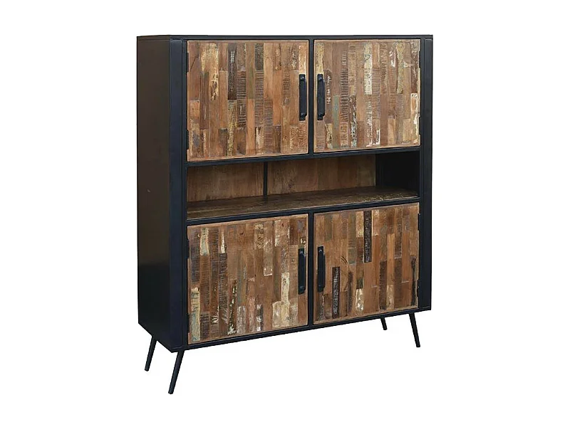 NESSA - Meuble de Rangement 4 Portes Manguier Massif Recyclé