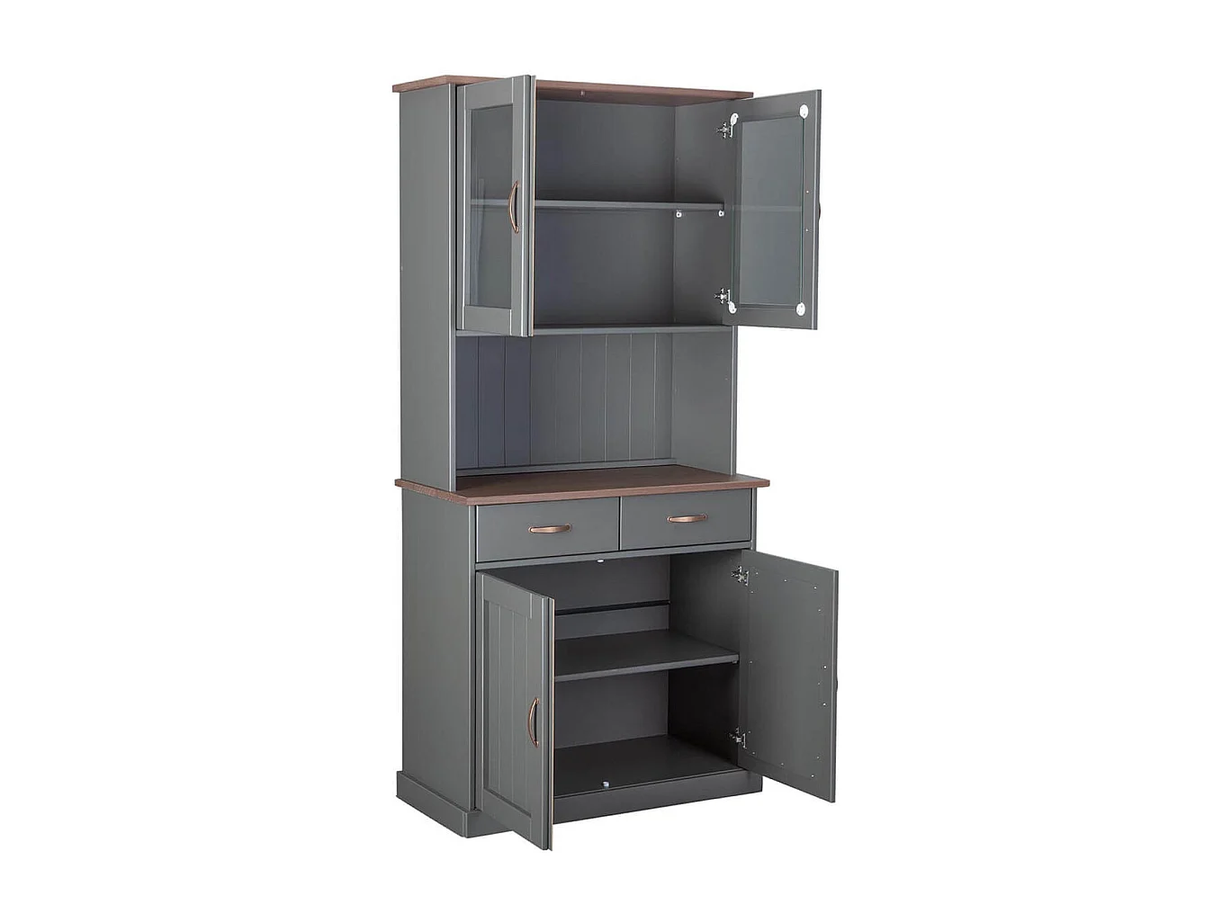 MELINA - Buffet Vaisselier 4 Portes 2 Tiroirs Coloris Gris