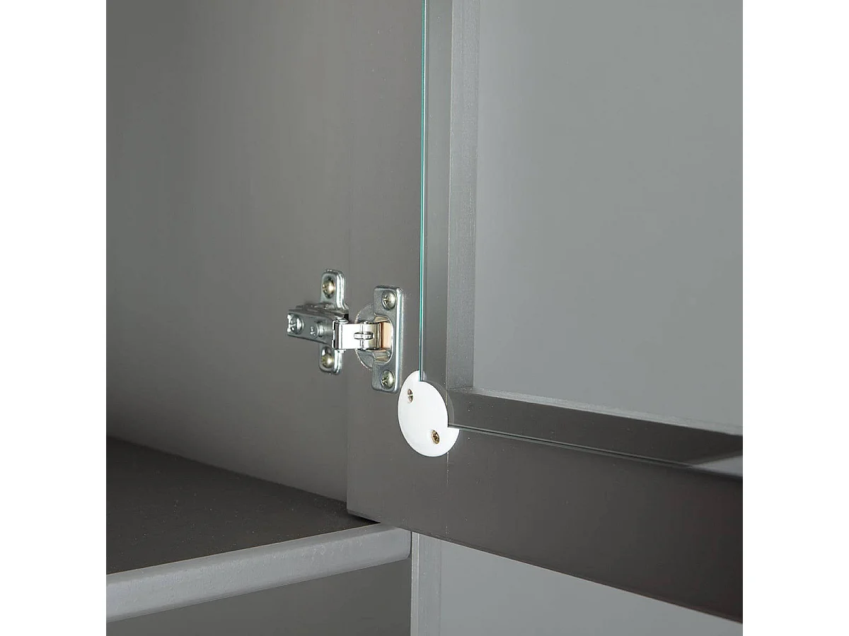 MELINA - Buffet Vaisselier 4 Portes 2 Tiroirs Coloris Gris