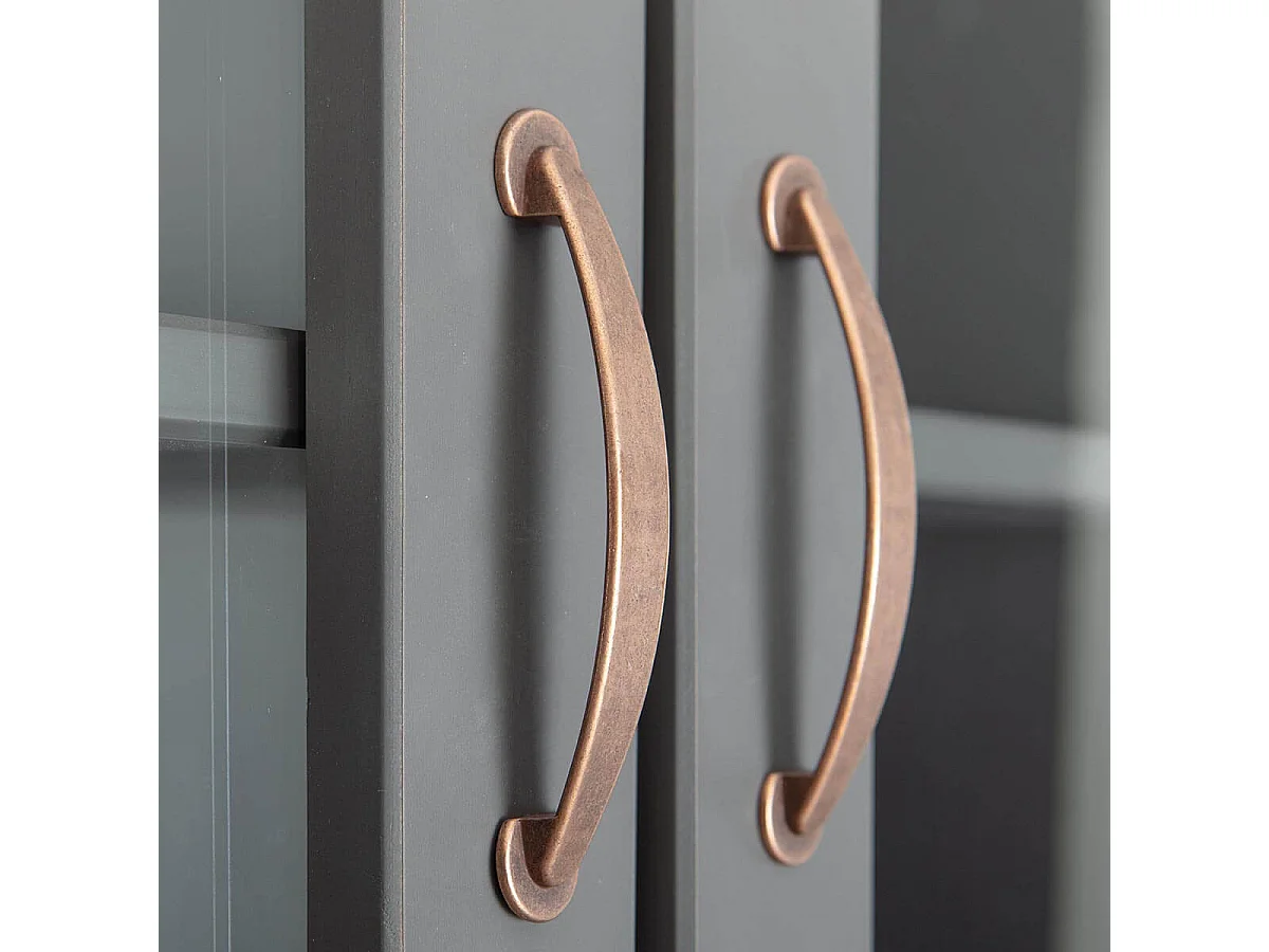 MELINA - Buffet Vaisselier 4 Portes 2 Tiroirs Coloris Gris