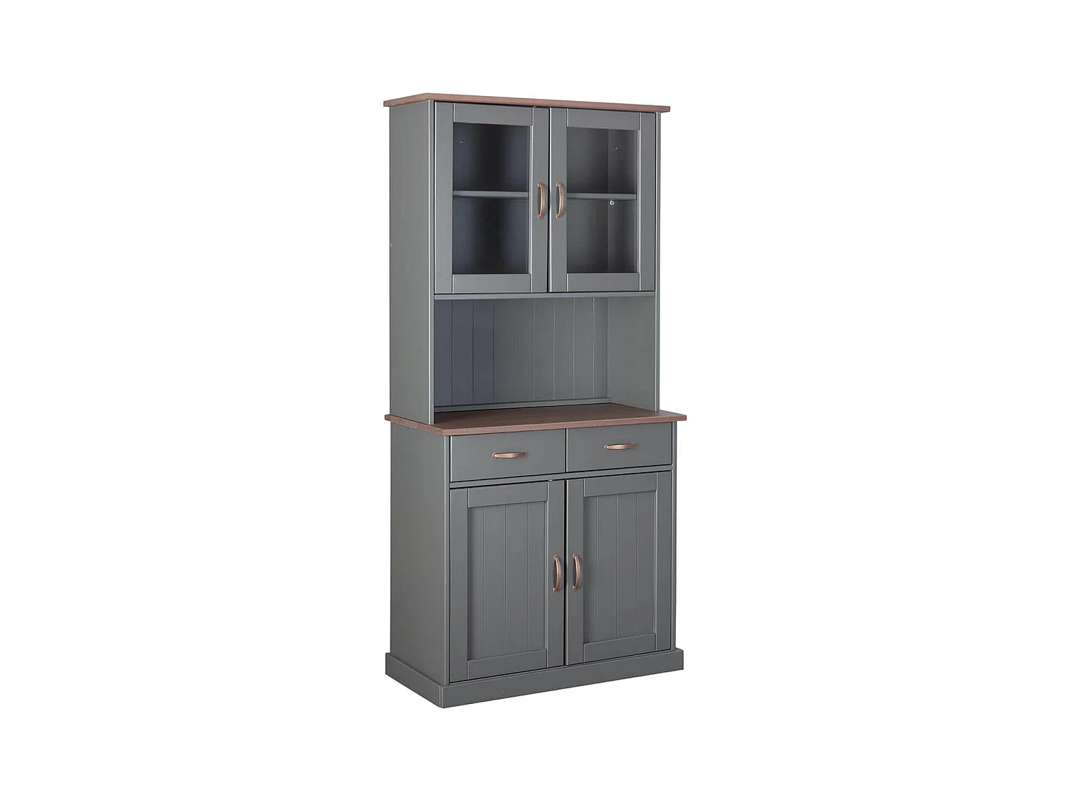 MELINA - Buffet Vaisselier 4 Portes 2 Tiroirs Coloris Gris