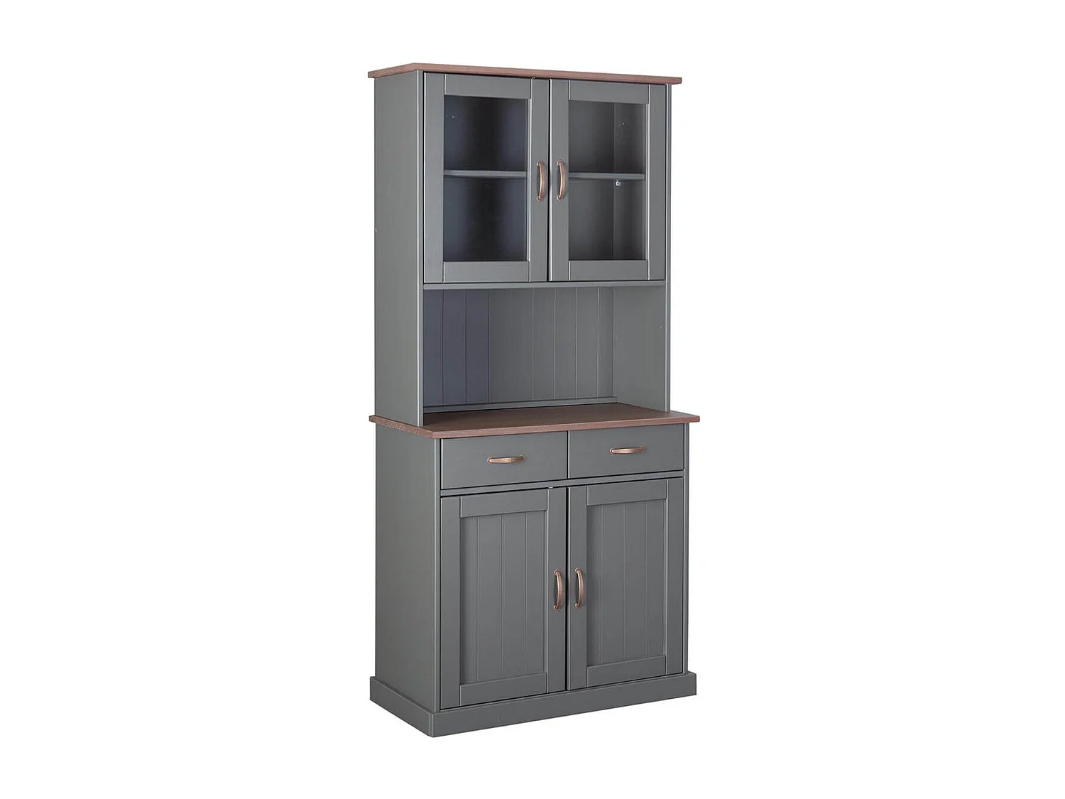 MELINA - Buffet Vaisselier 4 Portes 2 Tiroirs Coloris Gris
