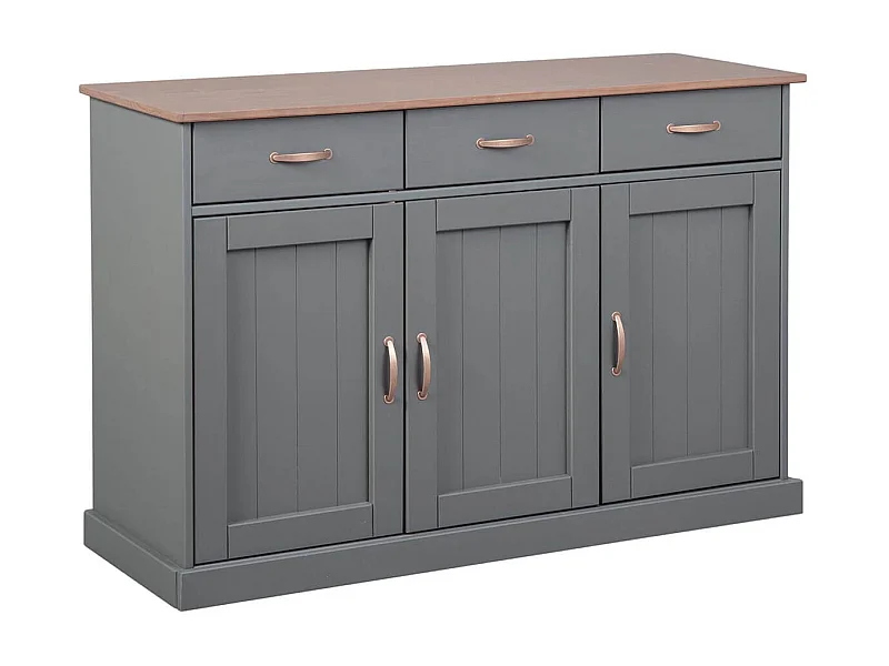 MELINA - Buffet 3 Portes 3 Tiroirs Coloris Gris