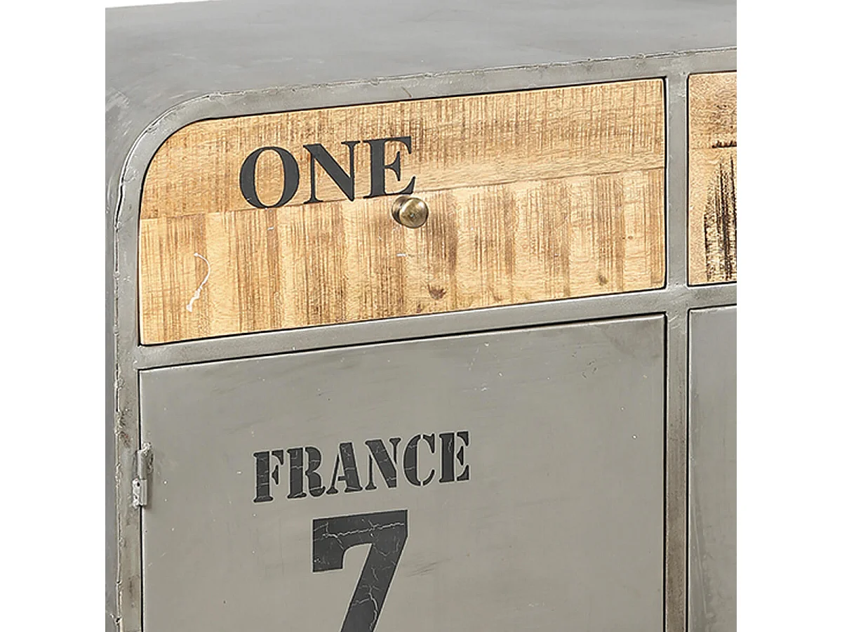 TOHU - Bahut 2 Portes 2 Tiroirs en Acier et Manguier