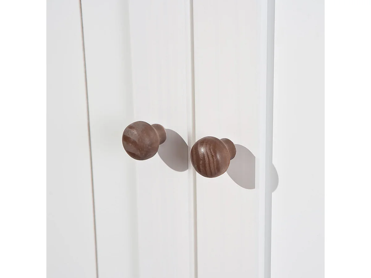 SOCOA - Buffet 2 Portes 2 Tiroirs Bois Massif Vernis Sepia et Blanc