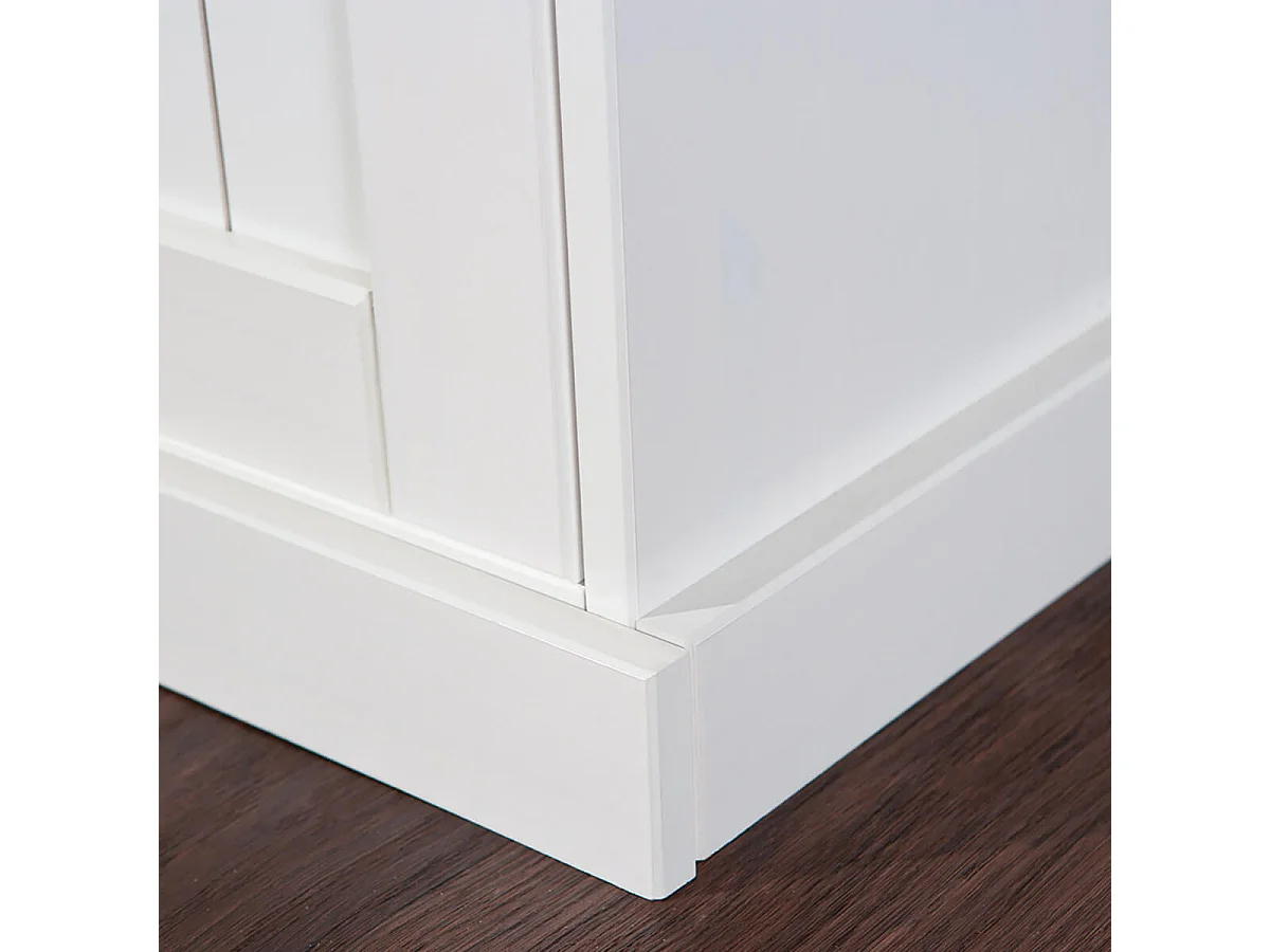 SOCOA - Buffet 2 Portes 2 Tiroirs Bois Massif Vernis Sepia et Blanc