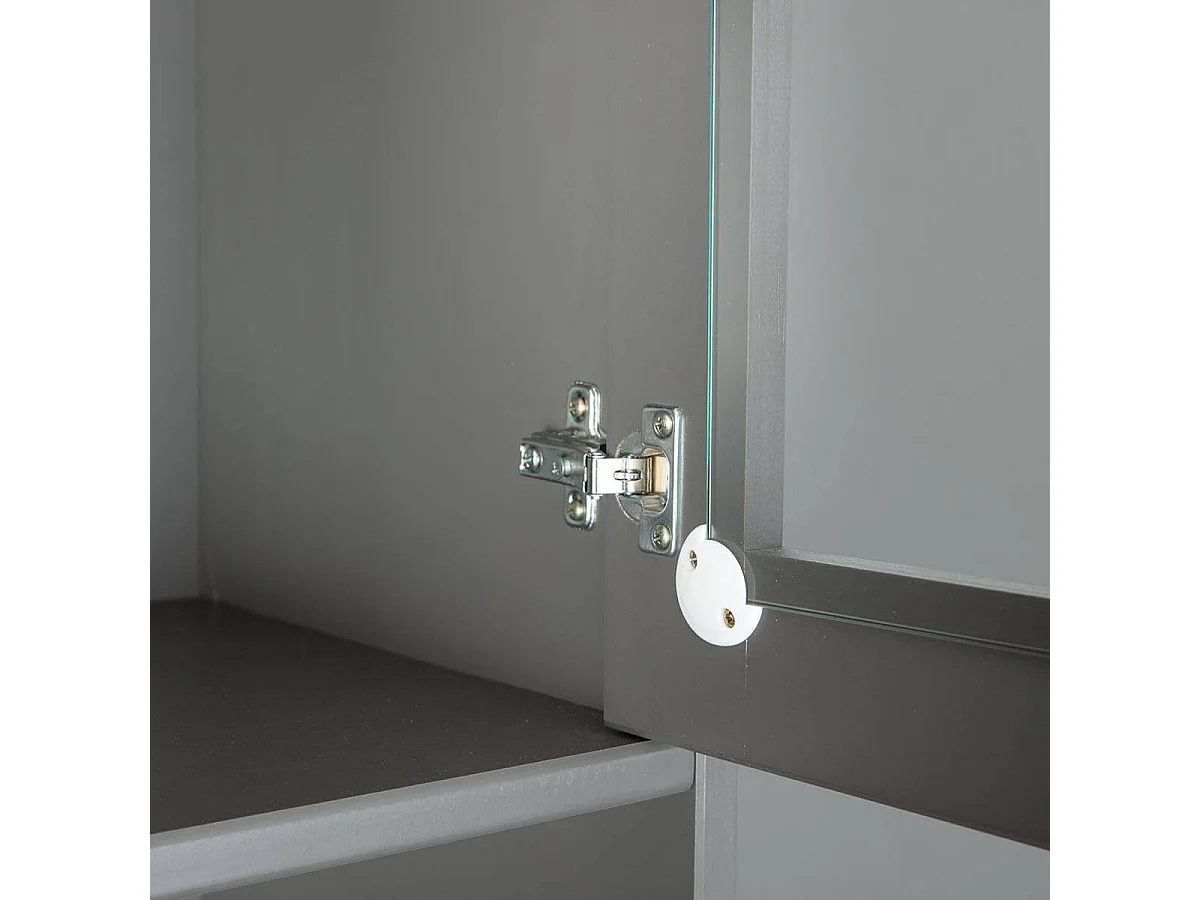 MELINA - Buffet Vaisselier 5 Portes 3 Tiroirs Coloris Gris