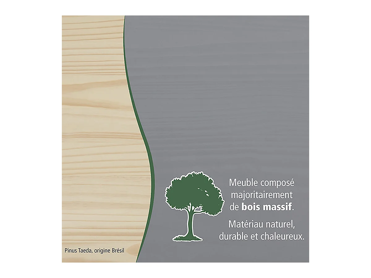 MELINA - Buffet Vaisselier 5 Portes 3 Tiroirs Coloris Gris