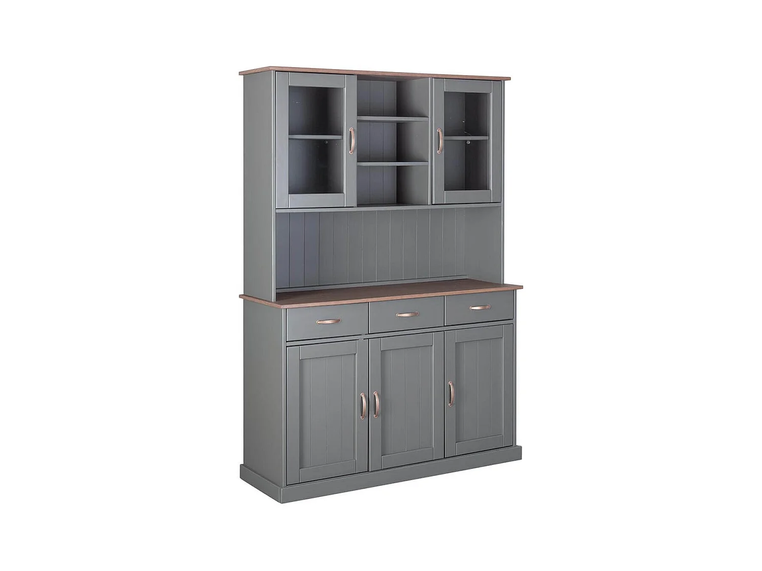 MELINA - Buffet Vaisselier 5 Portes 3 Tiroirs Coloris Gris