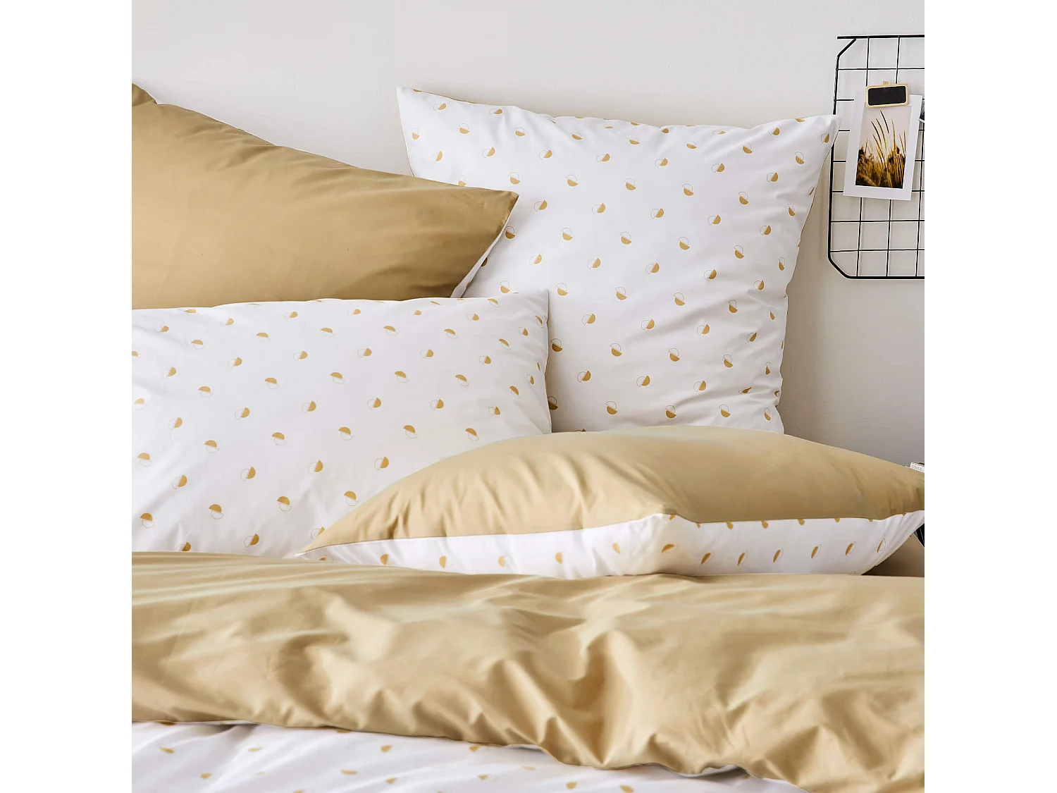 Parure de lit percale Alex moka 240x220 cm - Tradilinge