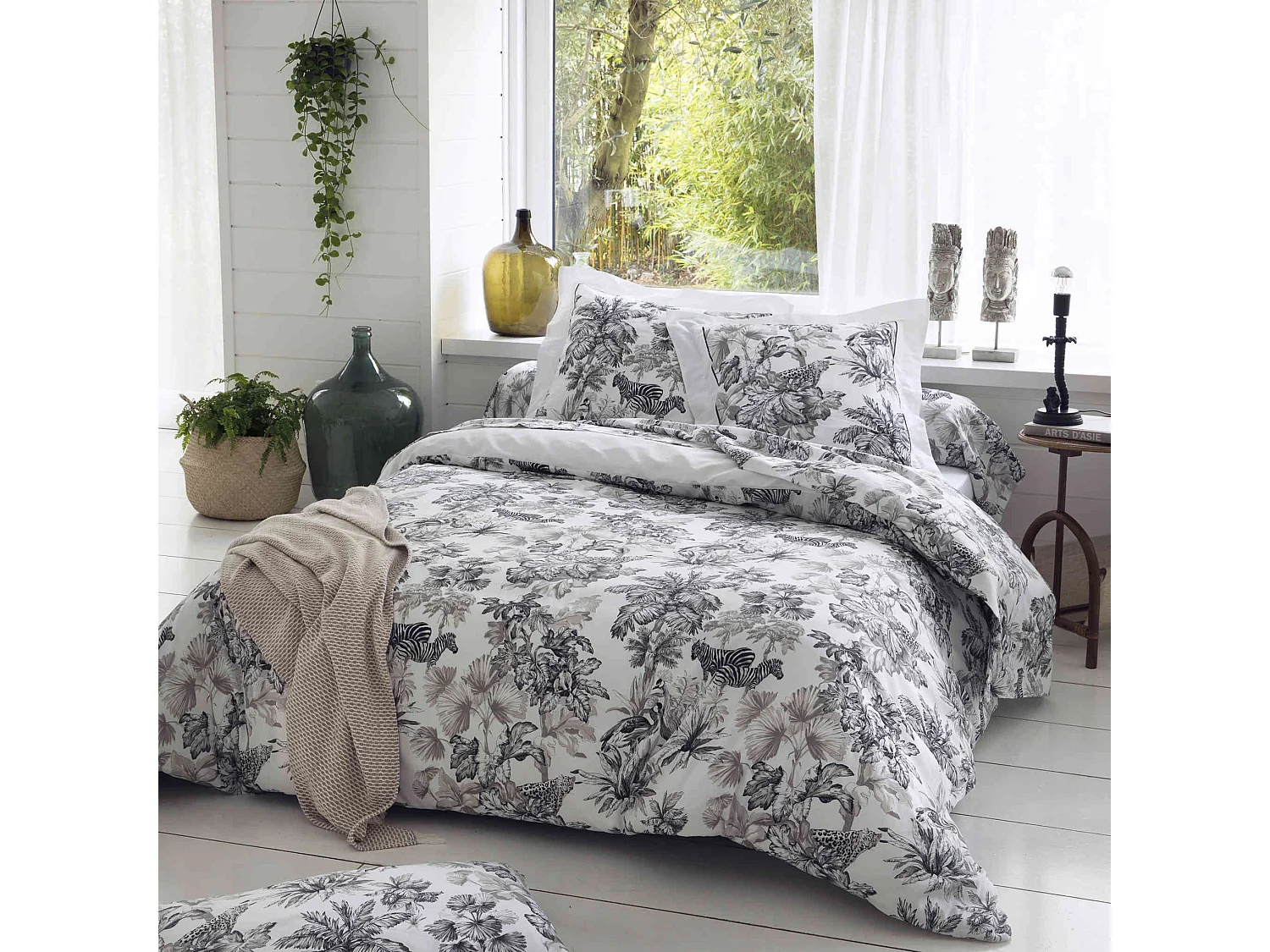 Parure de lit satin de coton Savane Blanc 240x220 cm - Tradilinge