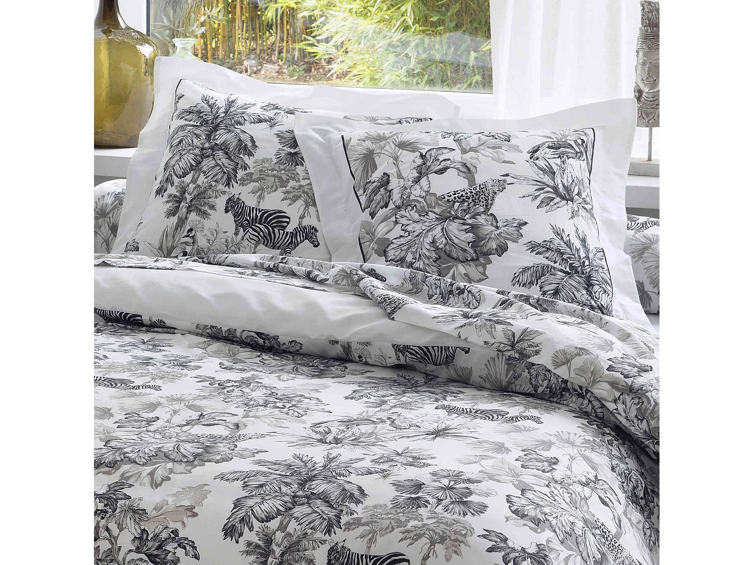 Parure de lit satin de coton Savane Blanc 240x220 cm - Tradilinge