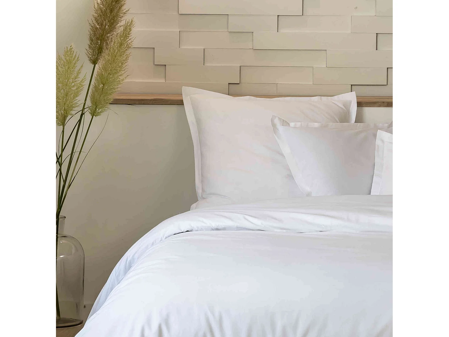 Parure de lit percale unie blanc 240x220 cm