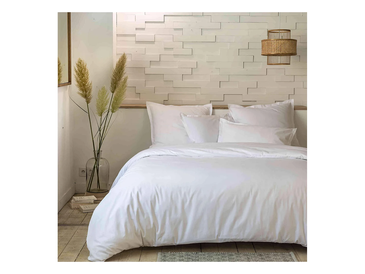 Parure de lit percale unie blanc 240x220 cm