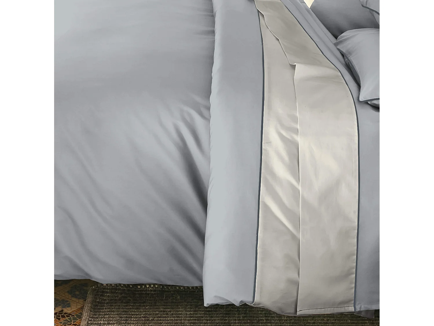 Parure de lit percale Sydney cendre 260x240 cm