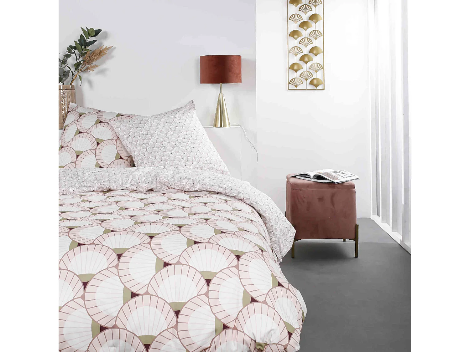 Parure de lit Mawira 2.09 imprimé blanc graphique 260x240 cm