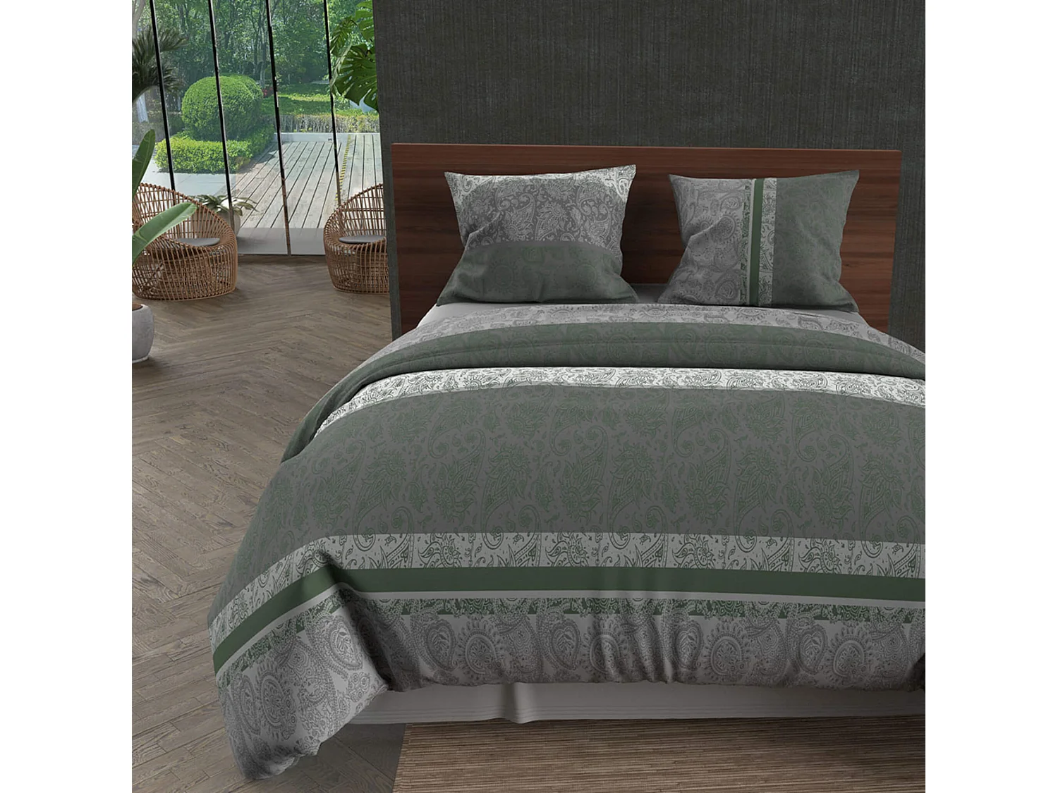 Parure de lit Cachemire gris 240x220 cm