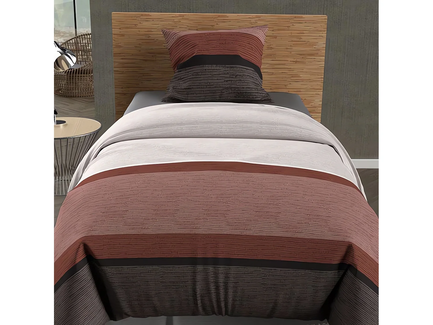 Set funda nórdica de algodón 57 hilos/cm2 140x200 cm STRIPE rojo