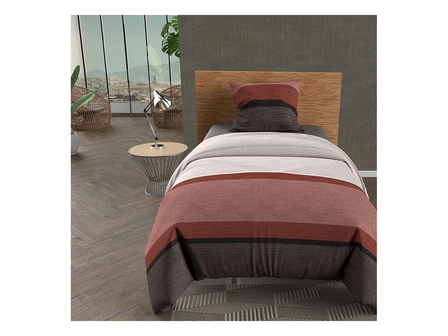 Parure de lit Stripe orange 140x200 cm