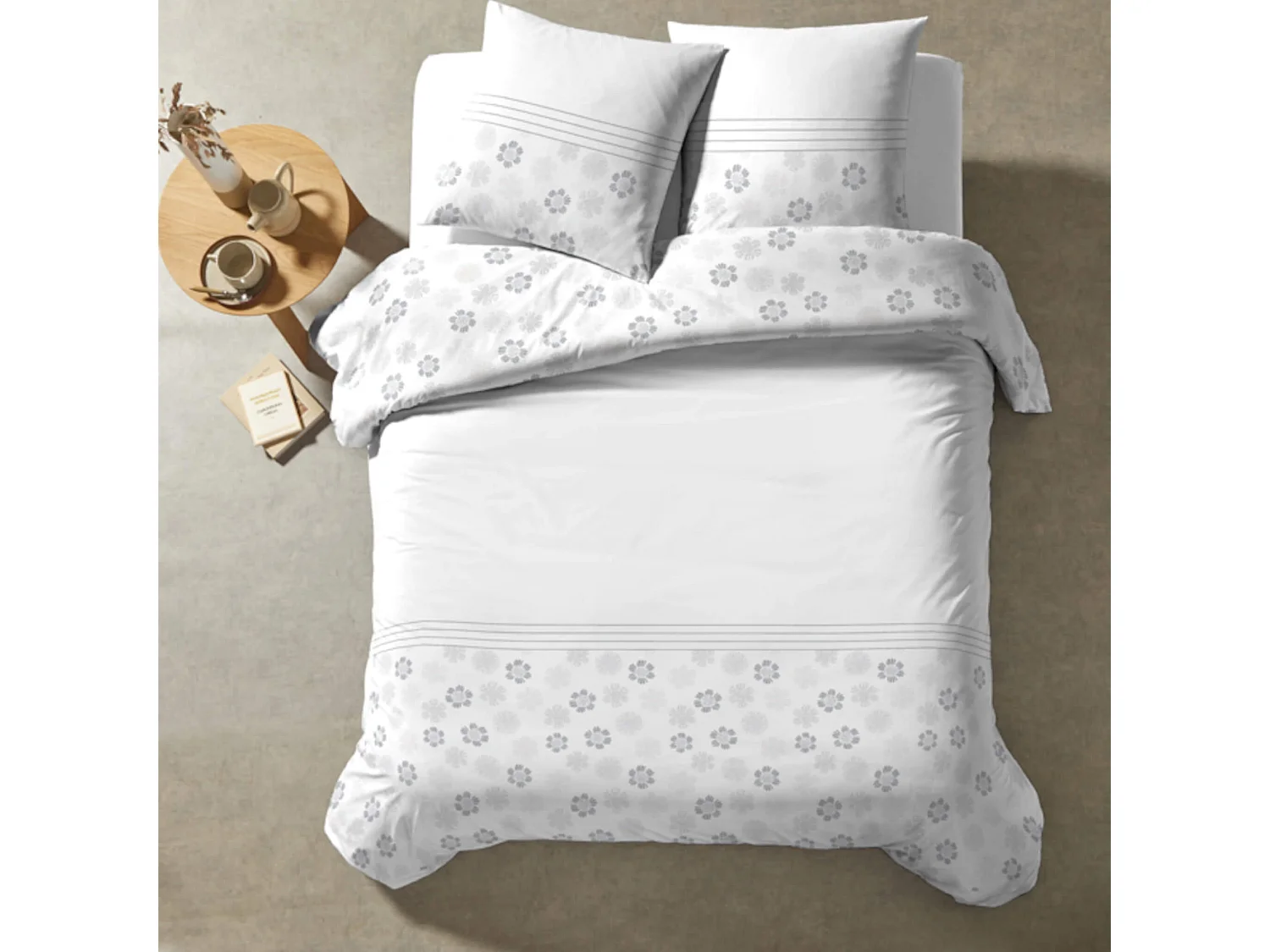 Parure de lit Reine blanc 260x240