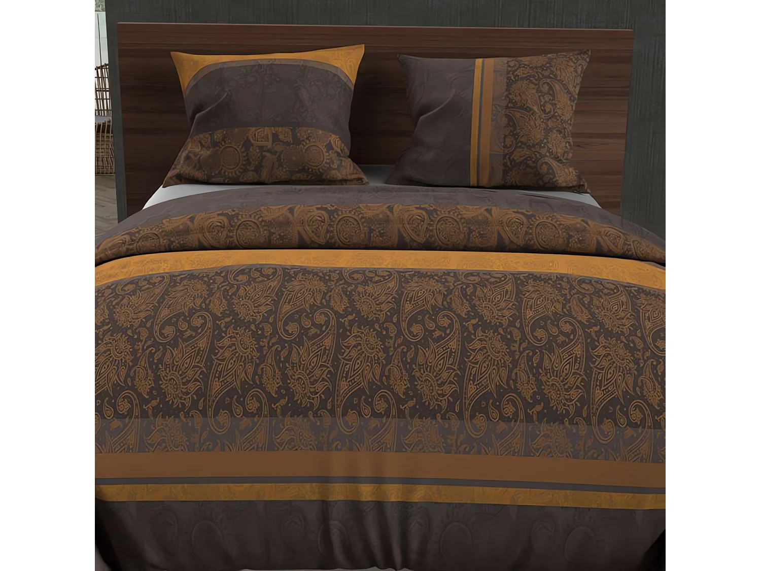 Parure de lit Cachemire marron 260x240 cm