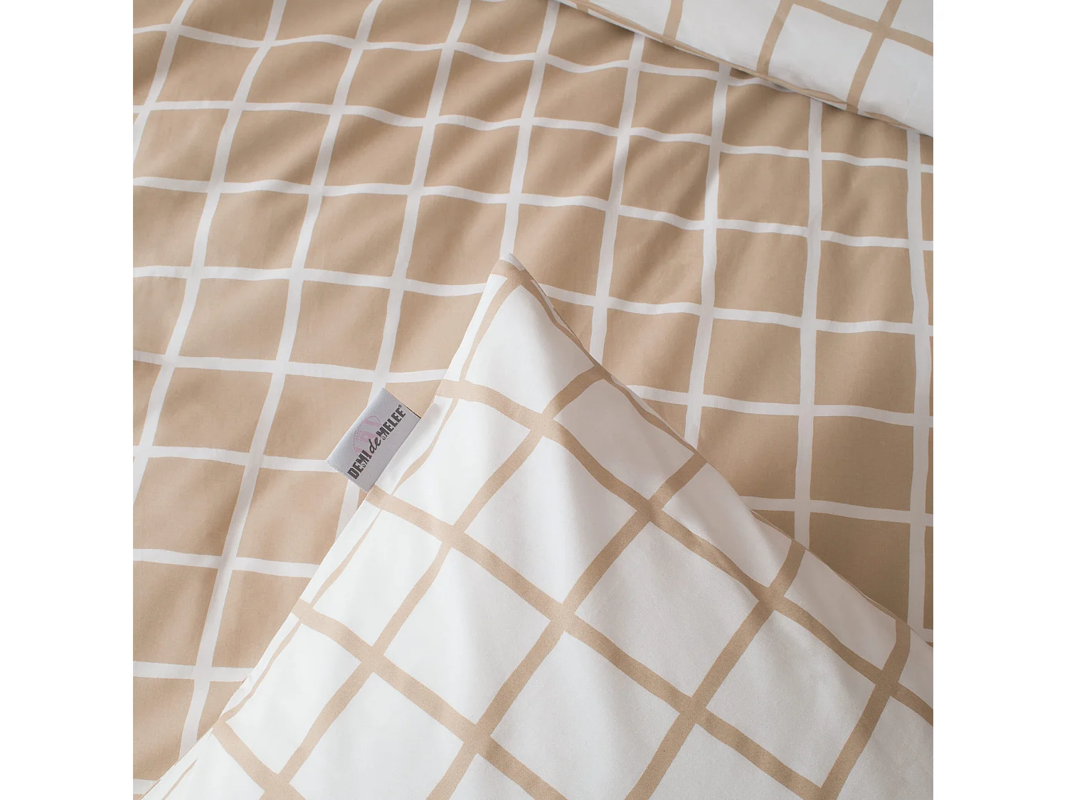 Parure de lit percale Max beige 140x200 cm - Tradilinge