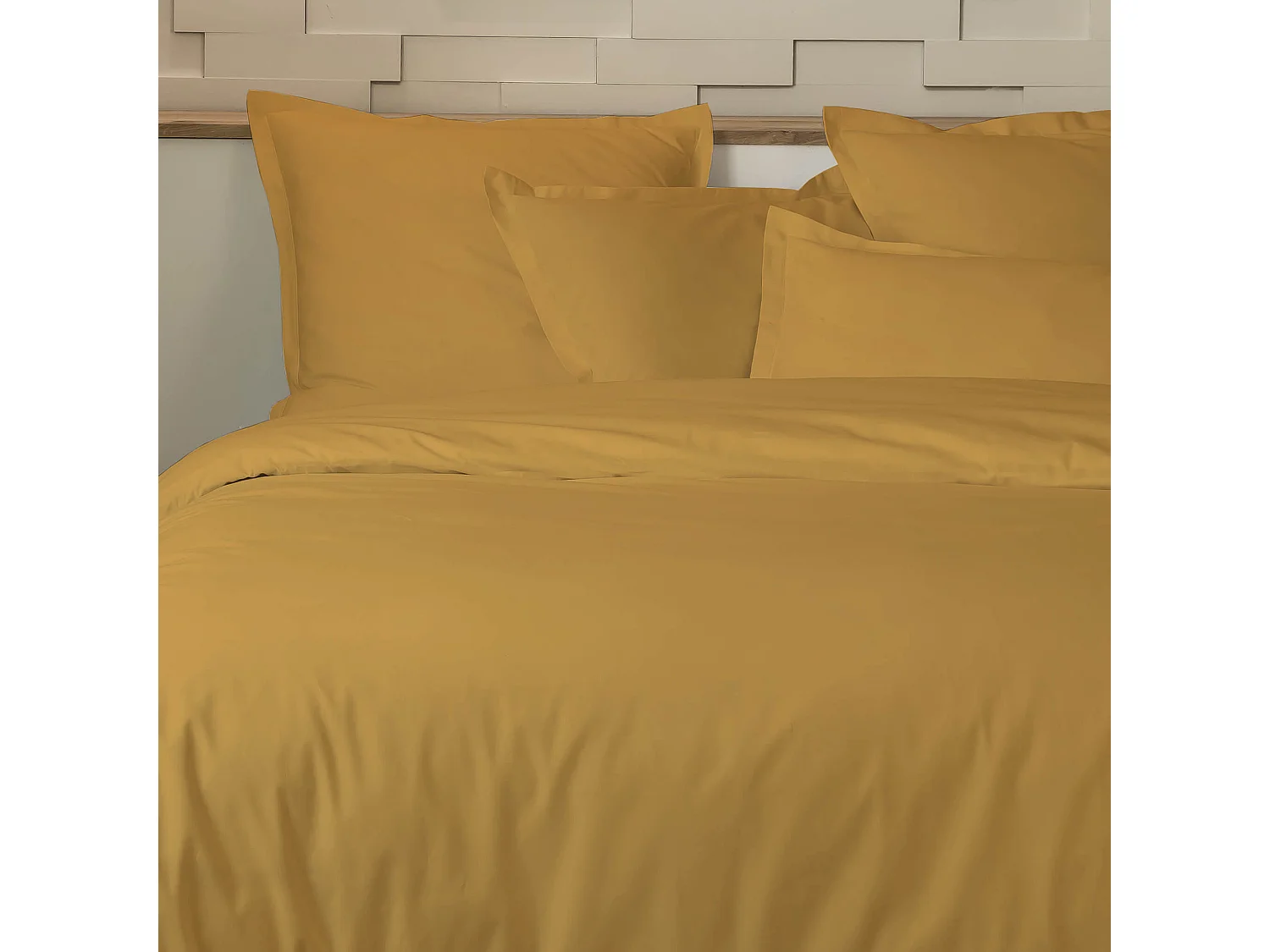 Parure de lit percale unie moutarde 260x240 cm