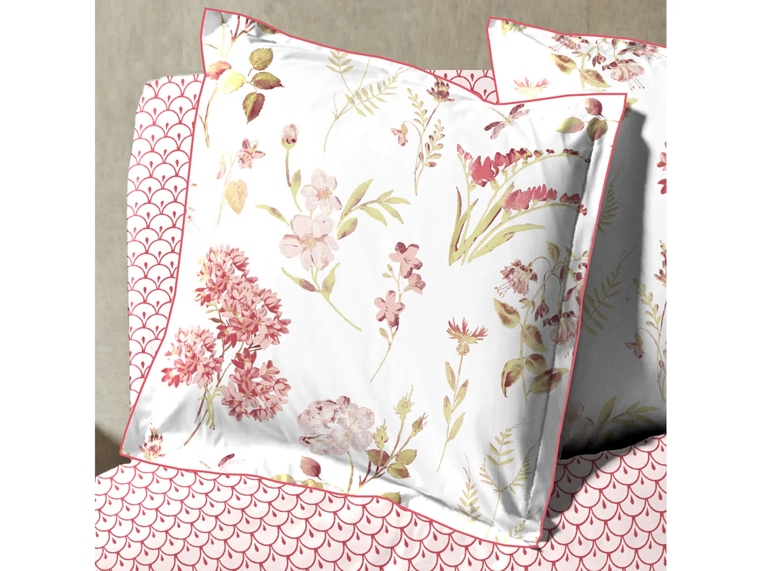 Parure de lit Hortensia rose 260x240