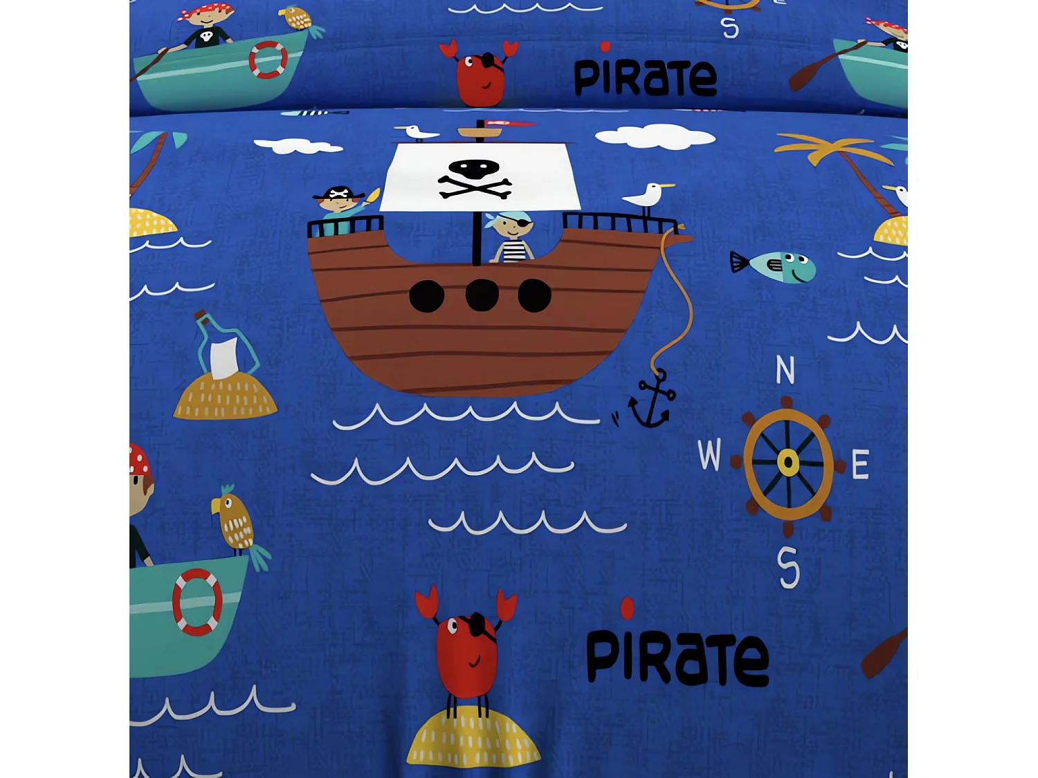 Parure de lit enfant Pirates bleu 140x200