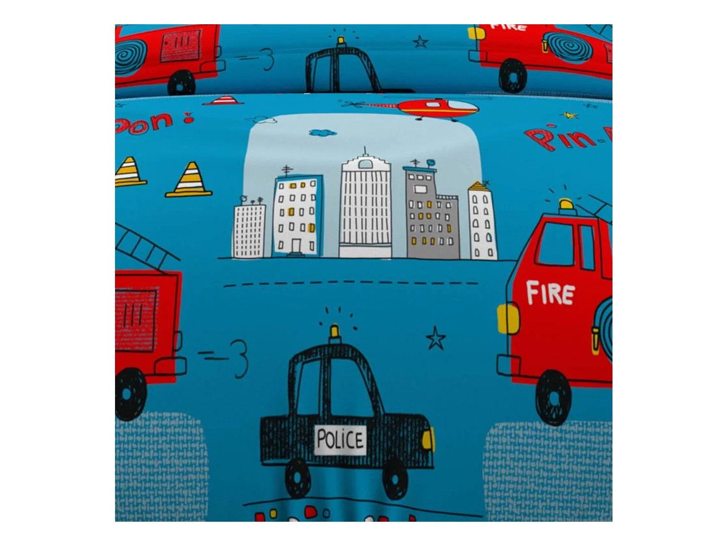 Set funda nórdica 140x200 cm BOMBEROS azul, 100% algodón 57 hilos/cm2