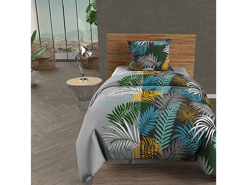 Parure de lit Jungle gris 140x200 cm