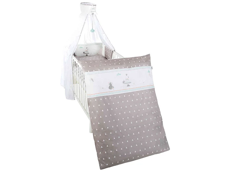Parure de lit bébé, ciel de lit et tour de lit Indian Bear