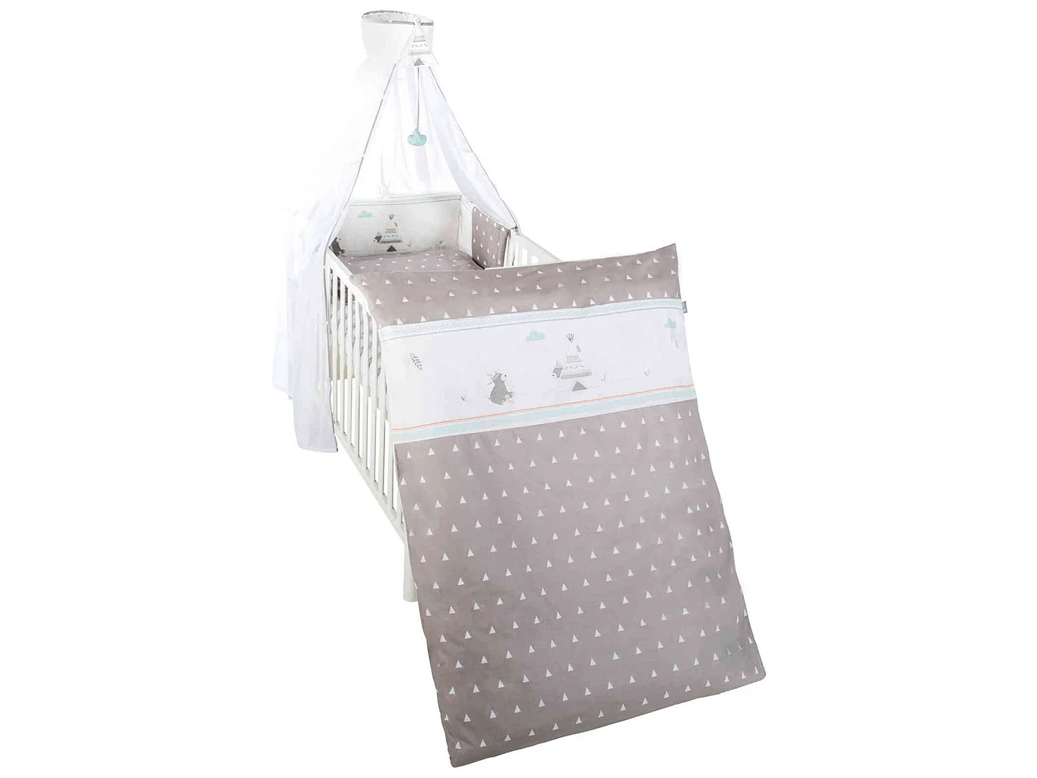 Parure de lit bébé, ciel de lit et tour de lit Indian Bear