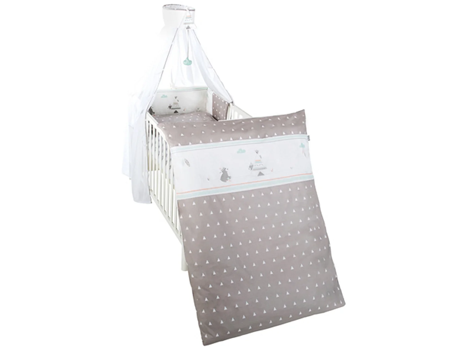 Parure de lit bébé, ciel de lit et tour de lit Indian Bear