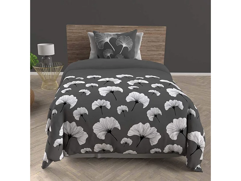 Set funda nórdica algodón 57 hilos/cm2 140x200 cm GINKGO gris