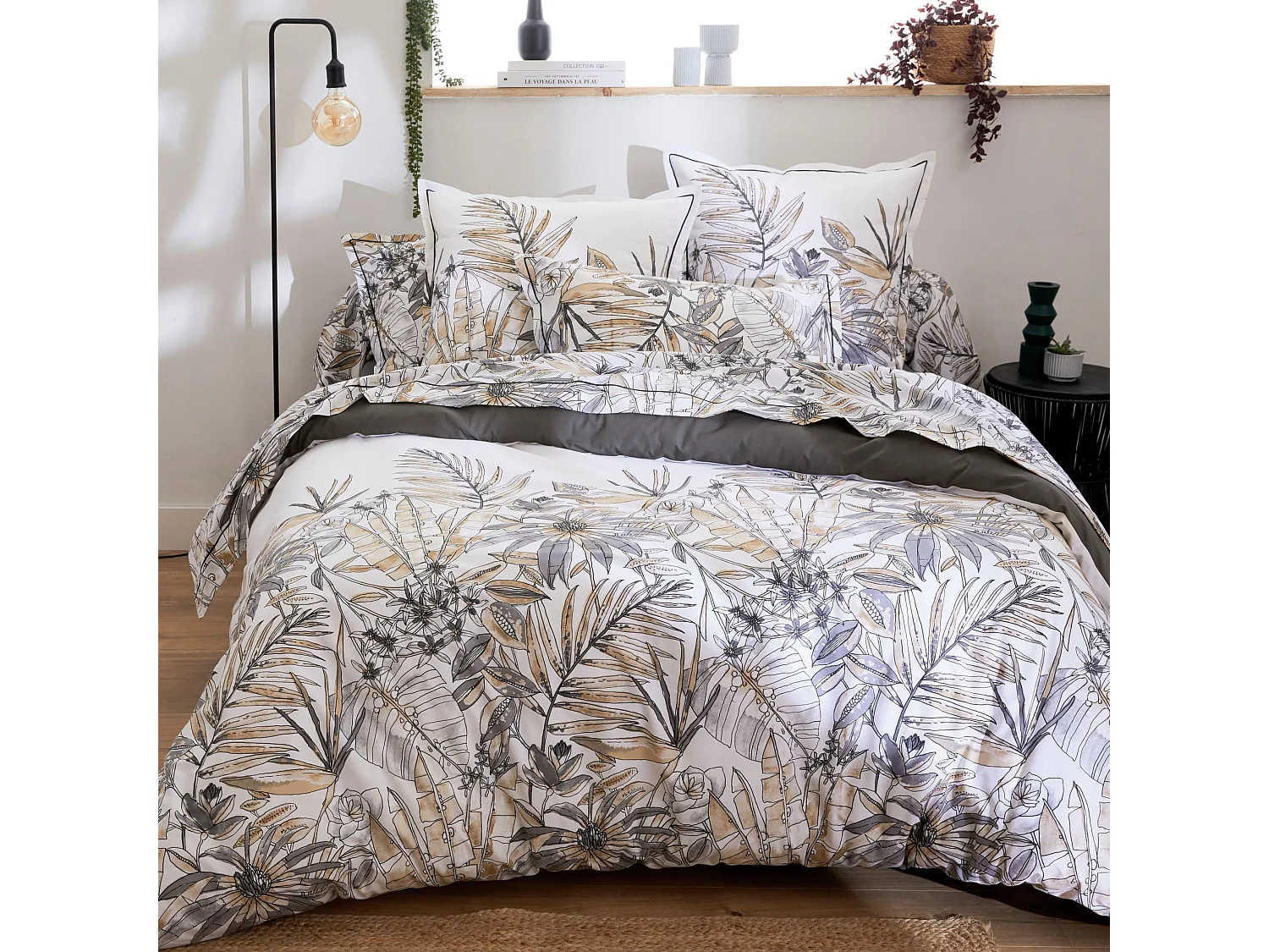 Parure de lit Sumatra fusain 140x200 cm - Tradilinge