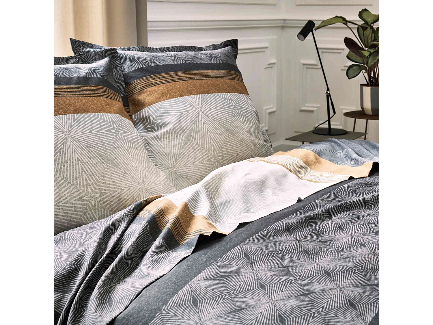 Parure de lit satin de coton Tiago noir 140 x200 cm - Tradilinge