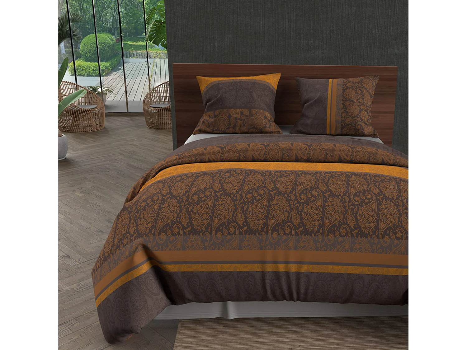 Set funda nórdica de algodón 57 hilos 240x220 cm OCRE CASHMERE