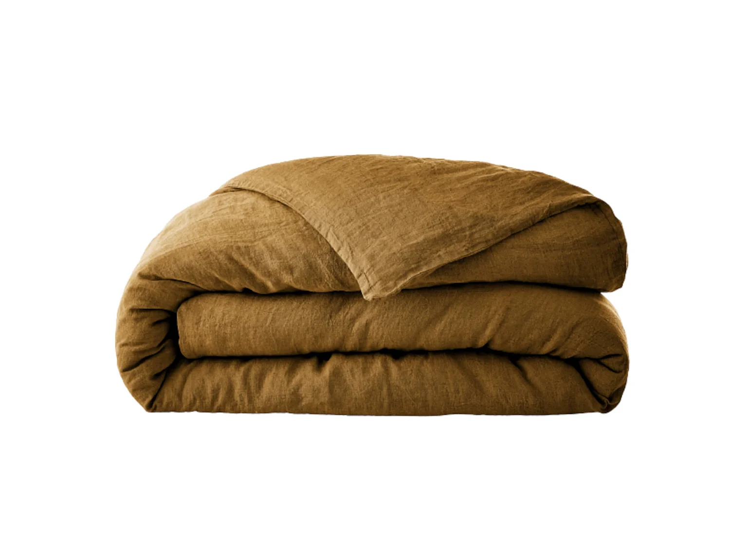 Parure de lit lin lavé marron 260x240