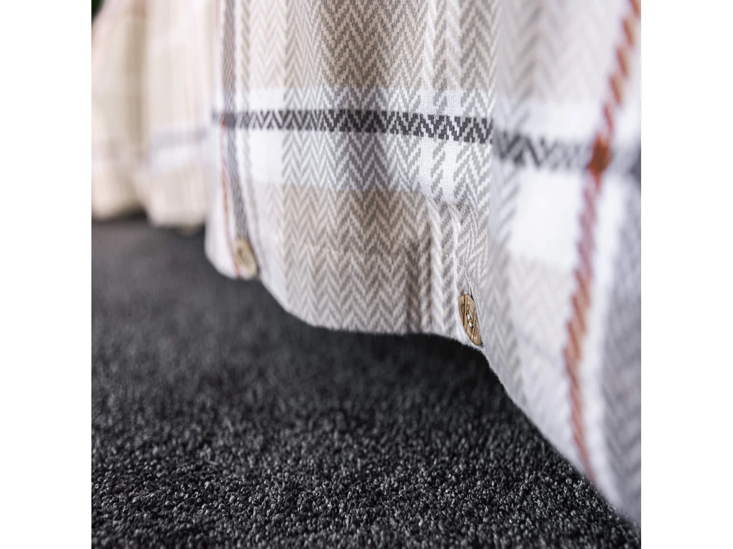 Parure de lit flanelle imprimé à carreaux gris 260x240