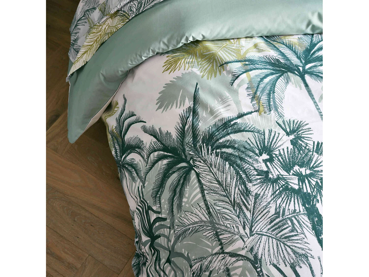 Parure de lit percale Trinidad mousson 260x240 cm - Tradilinge