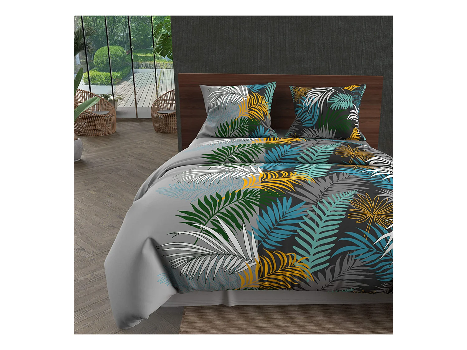 Parure de lit Jungle gris 260x240 cm